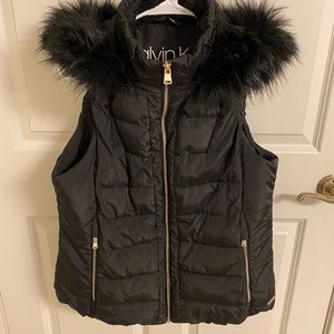 Calvin Klein Performance Faux Fur Hooded Puffer Vest - Women’s Size XL